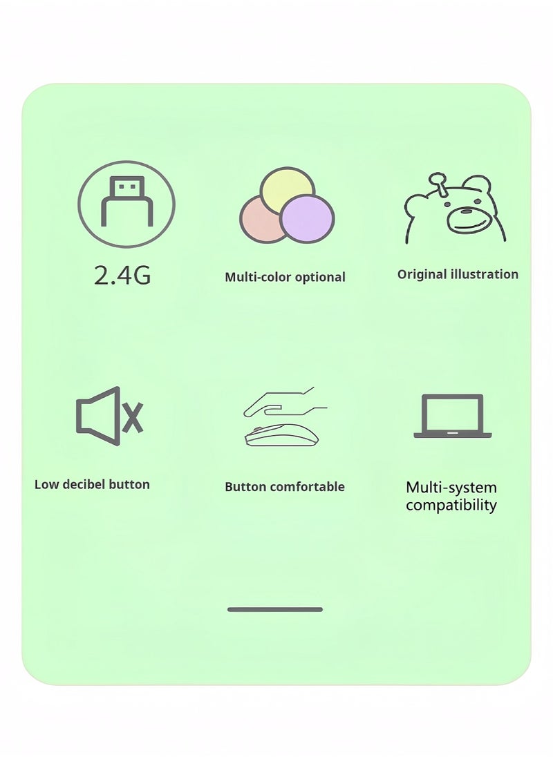 GEEZER Bluetooth Mouse For Laptop And Computer, Bluetooth 5.0 Silent Wireless Mouse,Cartoon Green Bear For Girl And Student,Intelligent Energy Saving Mouse Lady Mouse Green  - Image 2