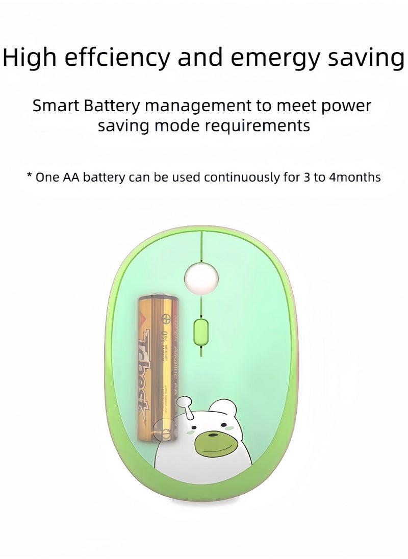 GEEZER Bluetooth Mouse For Laptop And Computer, Bluetooth 5.0 Silent Wireless Mouse,Cartoon Green Bear For Girl And Student,Intelligent Energy Saving Mouse Lady Mouse Green  - Image 5