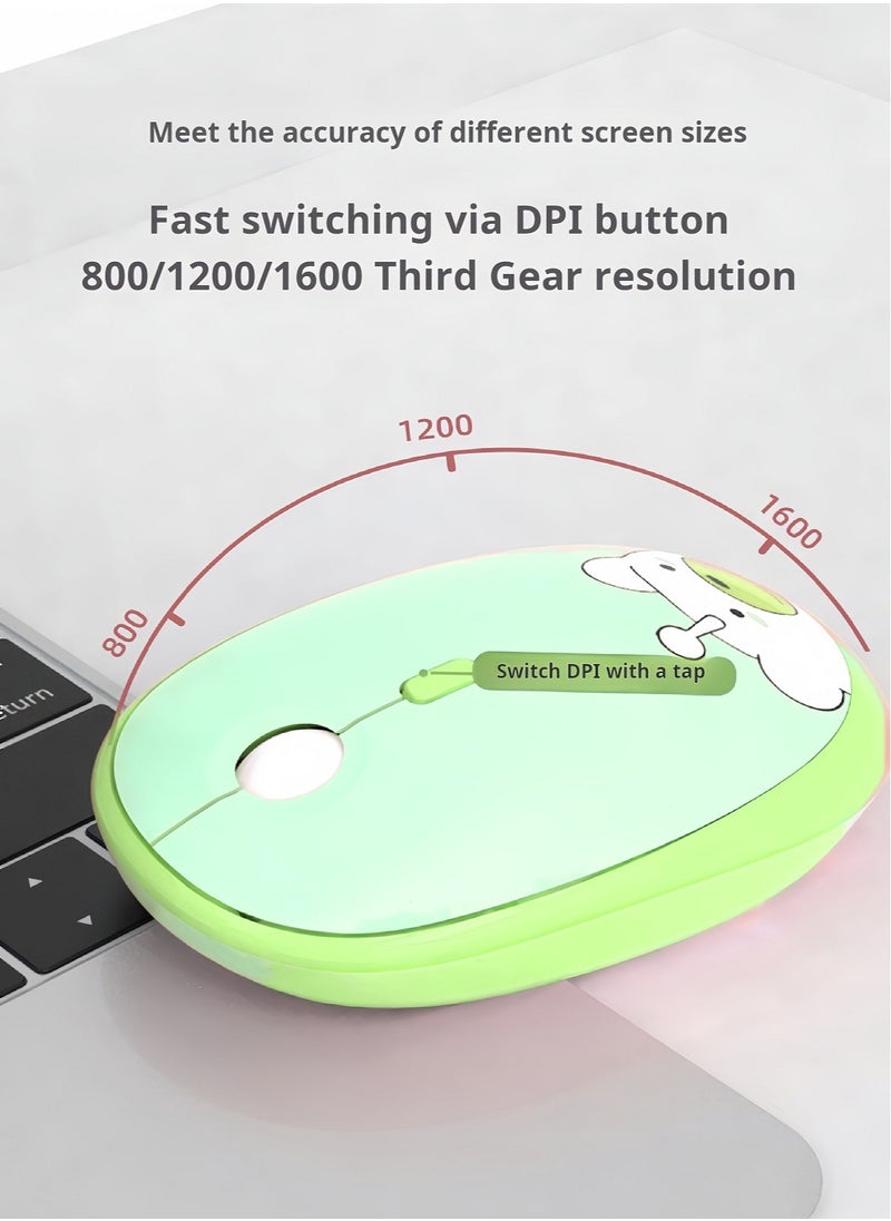 GEEZER Bluetooth Mouse For Laptop And Computer, Bluetooth 5.0 Silent Wireless Mouse,Cartoon Green Bear For Girl And Student,Intelligent Energy Saving Mouse Lady Mouse Green  - Image 4