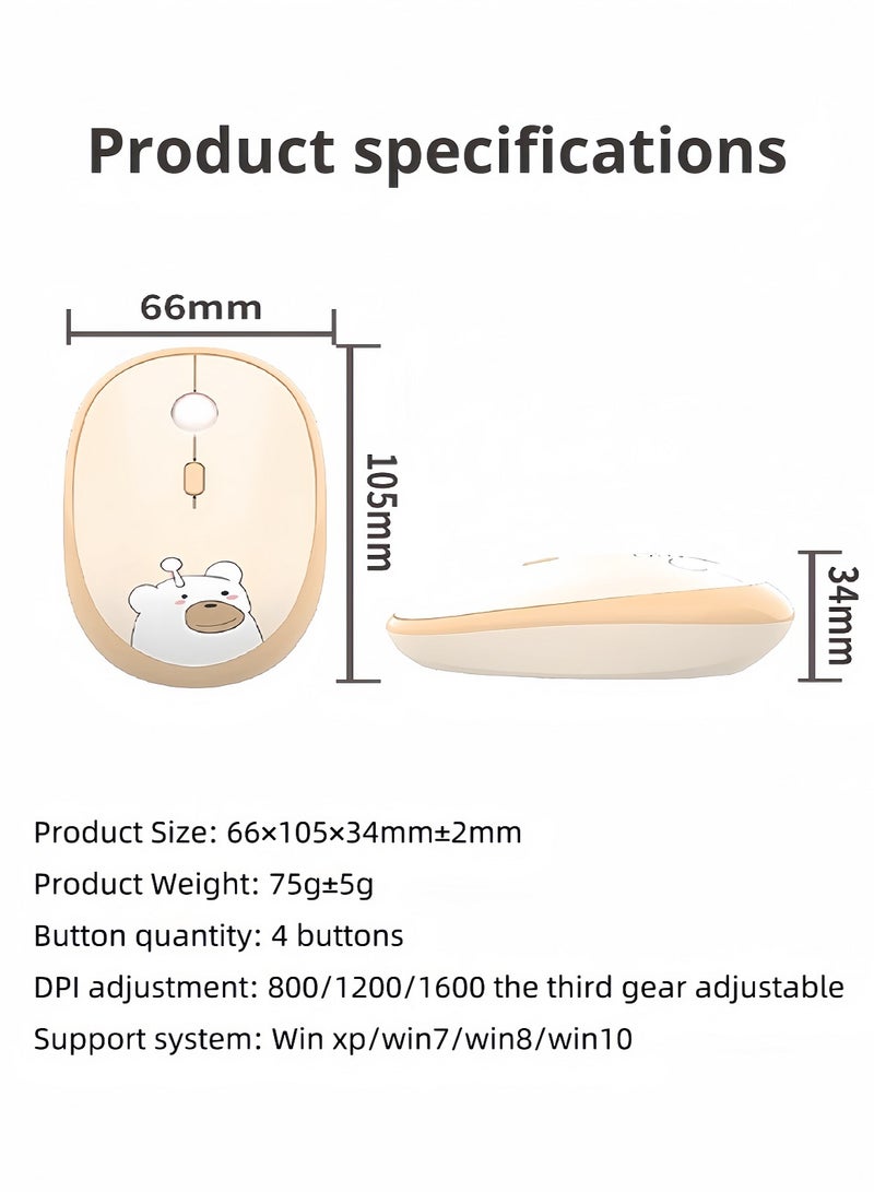 GEEZER Bluetooth Mouse For Laptop And Computer, Bluetooth 5.0 Silent Wireless Mouse,Cartoon Green Bear For Girl And Student,Intelligent Energy Saving Mouse Lady Mouse Green - Image 5