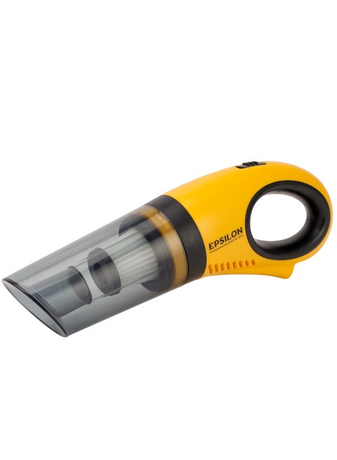 Epsilon EPS1251 7.4V Rechargeable Car Vacuum Cleaner | Cordless Mini Portable Vacuum | Wet & Dry Function | Strong Suction | Car Interior Dust & Dirt Cleaner | Brush & Connector | Yellow