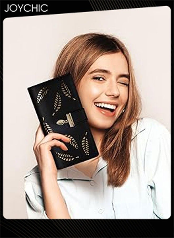 Joychic محفظة جلدية طويلة للنساء مع حافظة بطاقات قابلة للطي بسحاب ودبوس، حقيبة كلاتش أنيقة للنساء
