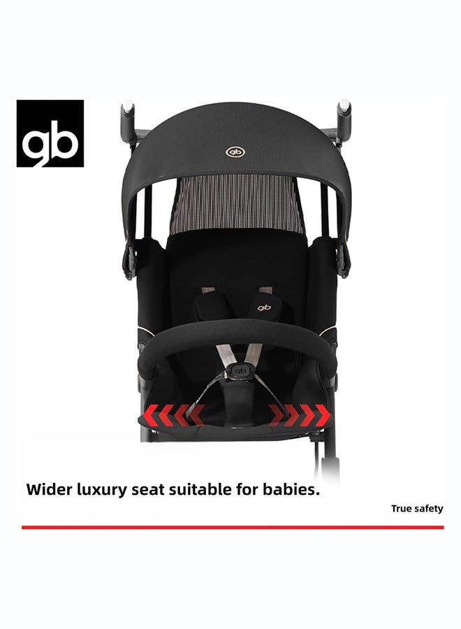 GB Pockit All-Terrain Travel Stroller Airplane Cabin for 22kg Weight Baby, Compact Lightwight Stroller for Toddler, Foldable Pushchair with Removable Canopy, Black&Gold - Image 4