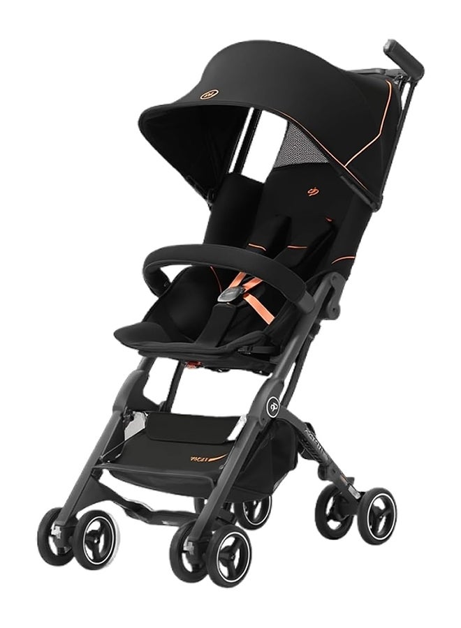 GB Pockit All-Terrain Travel Stroller Airplane Cabin for 22kg Weight Baby, Compact Lightwight Stroller for Toddler, Foldable Pushchair with Removable Canopy, Black&Gold - Image 1