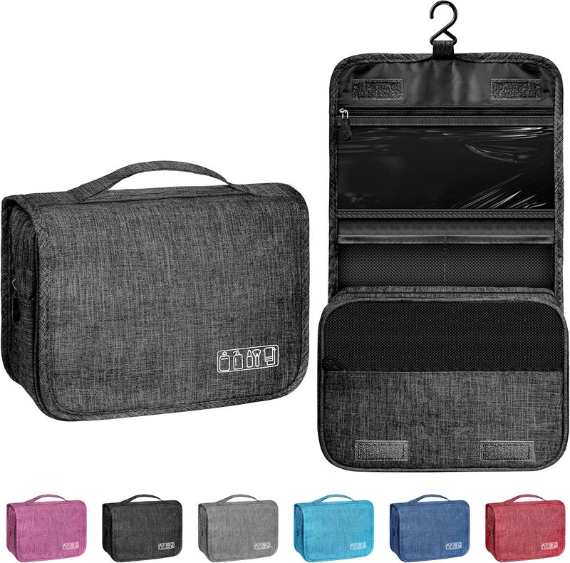 YEMEDA Toiletry Bag Travel Bag with Hanging Hook, Waterproof Capacity Hanging Multifunctional Makeup Bag for Toiletries, Portable Cosmetic Bag Travel Organizer for Women and Men(Black) - Image 1