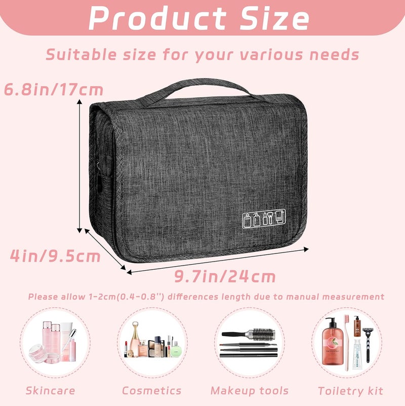 YEMEDA Toiletry Bag Travel Bag with Hanging Hook, Waterproof Capacity Hanging Multifunctional Makeup Bag for Toiletries, Portable Cosmetic Bag Travel Organizer for Women and Men(Black) - Image 2