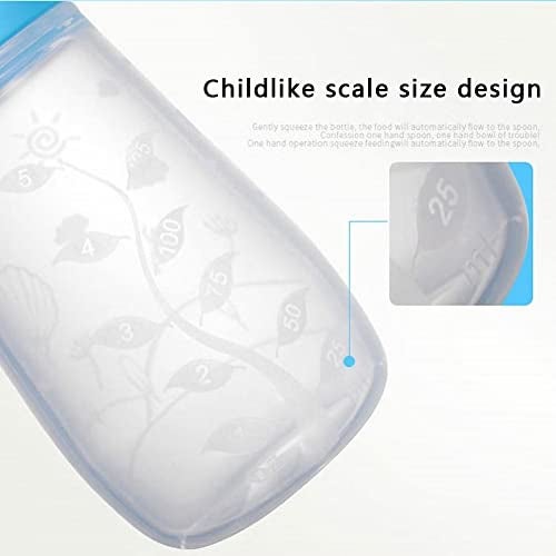 Moppets 4 Ounce Sqeezy Baby First Food/Cereal Feeder Bottle with Ultra-Soft Silicone Spoon (WHITE) - Image 2