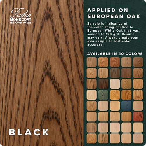Rubio Monocoat Wood Stain & Finish 175 ft² - Black | Oil Plus 2C | Quick-Dry, Eco-Friendly Linseed Wood Oil for Indoor Use, Includes Accelerator (Part B) | Protector | 350 ml - Image 2