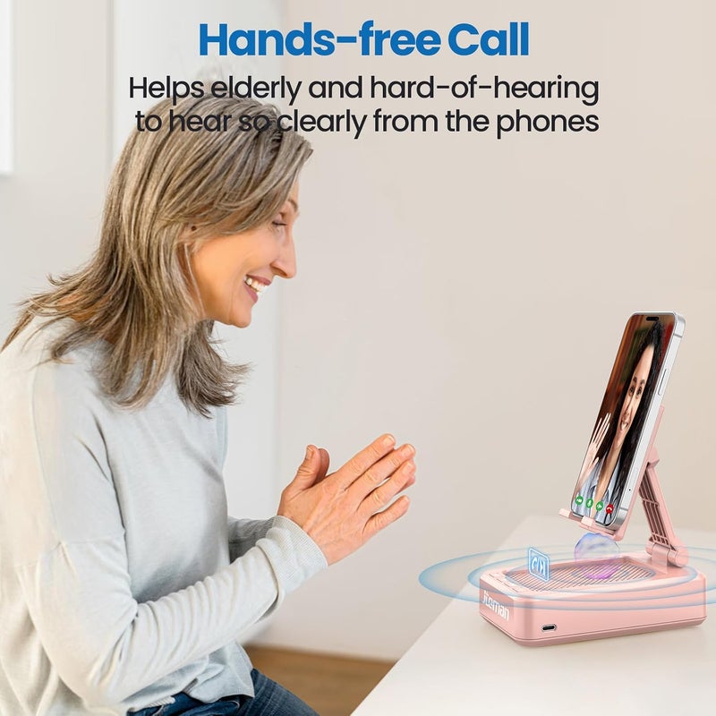 Portable Wireless Bluetooth Speakers With Phone Stand, Gifts for Women and Men, Birthday, Kitchen Gadgets, Compatible for iPhone/Samsung/Mini iPad - Pink - Image 5