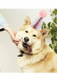 Excefore Cat Birthday Hat and Dog Hat, 2 Pieces Cute Reusable Pet Headwear, Decorations for Parties - Party Supplies(Gold Pink)  - Image 4
