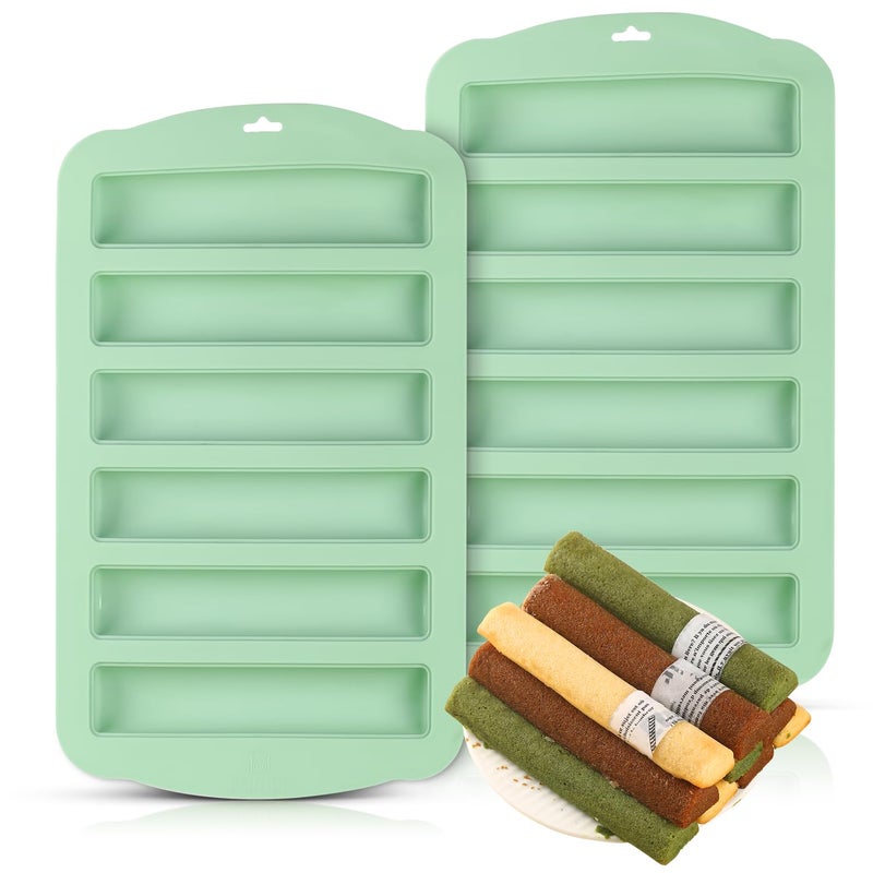 2pcs Granola Bar Mold 6 Cavity Rectangle Chocolate Silicone Mold for Baking Energy Bars Cereal Energy Bar Candy Bar CheesecakeSausage Pudding Truffles Ganache