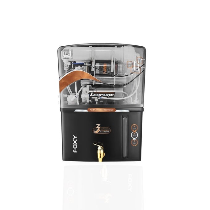 AQUA FOXYNEW 15LPH COPPER ALKALINE RO WATER PURIFIER WITH ROUVUF AND TDS ADJUSTER ISI MARKED BLACK