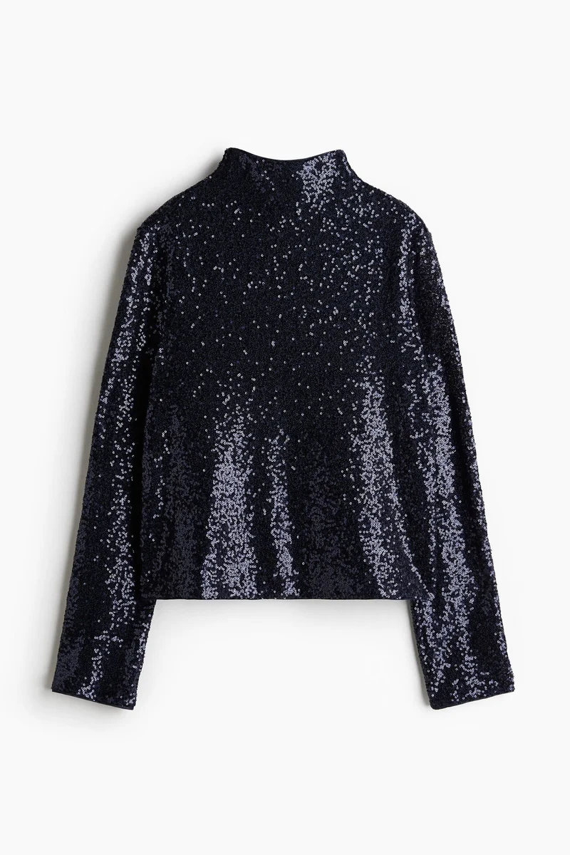 H&M Sequined Turtleneck Top
