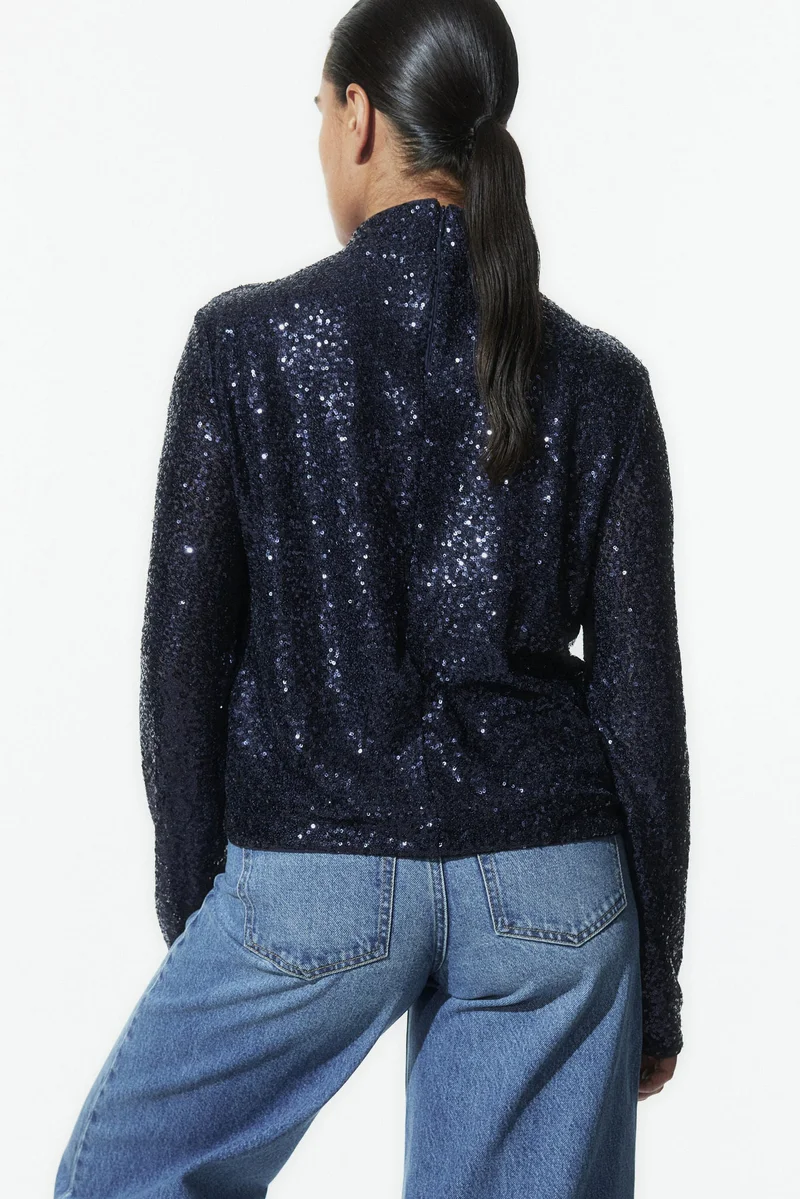 H&M Sequined Turtleneck Top