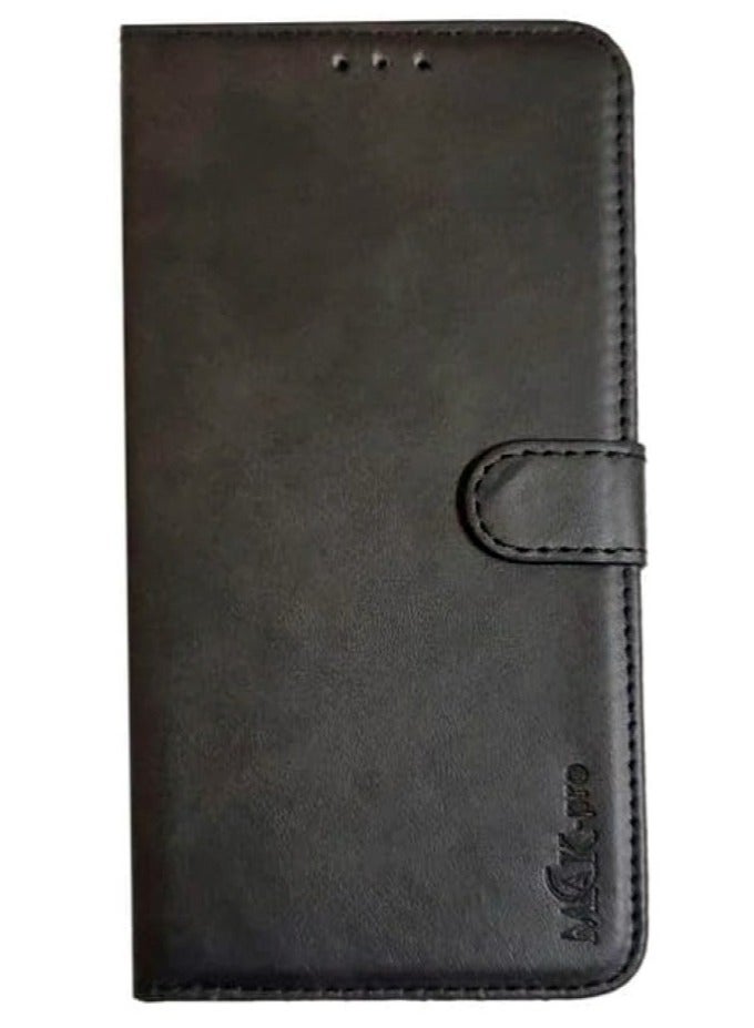 Compatible with Vivo Y02 Phone, Shockproof Leather Flip Cover, Front and Back, New Design, High Quality Material - Black - Image 2