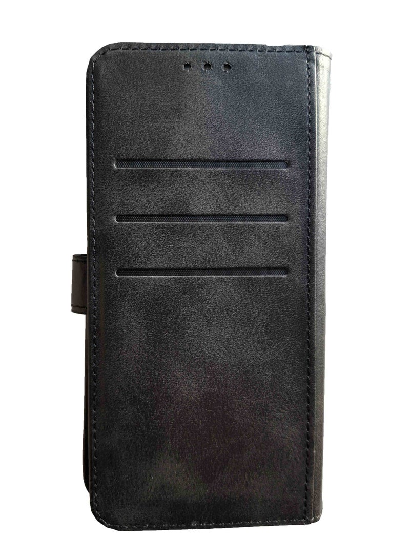 Compatible with Vivo Y02 Phone, Shockproof Leather Flip Cover, Front and Back, New Design, High Quality Material - Black - Image 4