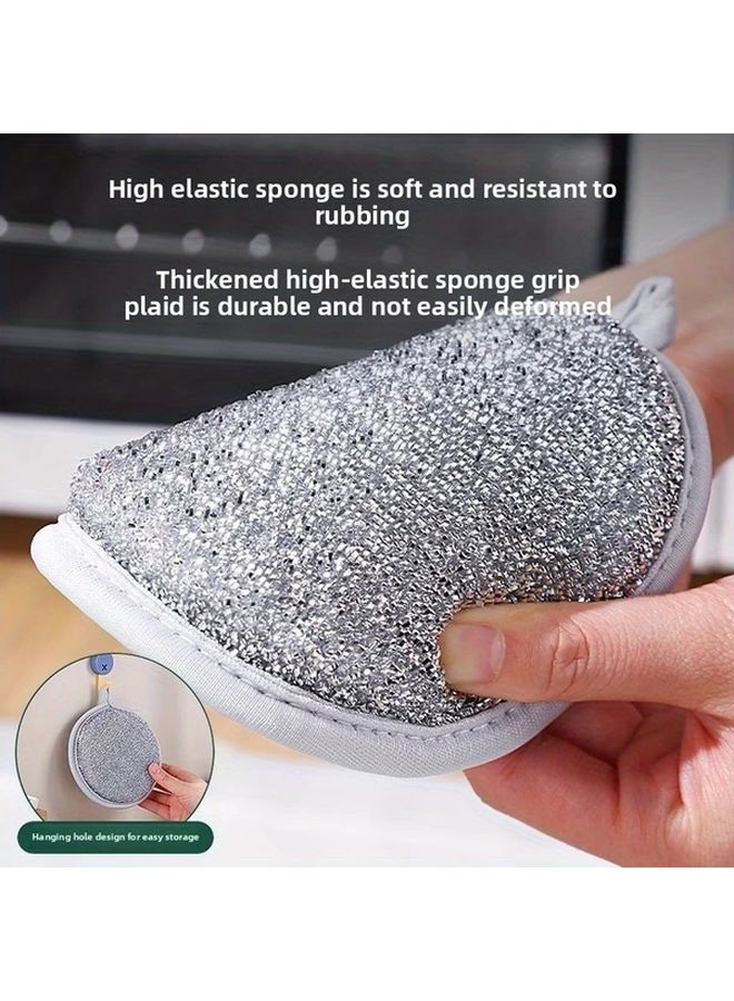 5 Pack Silvery Wire Scrub Sponges Double Sided Kitchen Cleaning For Pots Pans - Image 2