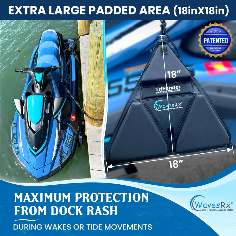 WAVESRX PWC Fender Bumper for Safe Jet Ski Docking | Foldable Easy-to-Store Marine Bumpers Offer Ultimate Protection from Dock Rash and Scratches | Adjustable Length Bungee Cord + Hook & Safety Latch - Image 3