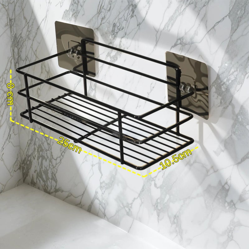 Xtend Self-Adhesive Bathroom Shelf, Multipurpose Kitchen Shelf with Magic Stickers, Rustproof GI Steel, Black Powder Coated, Drill-Free, Easy Installation - Pack of 1 - Image 4