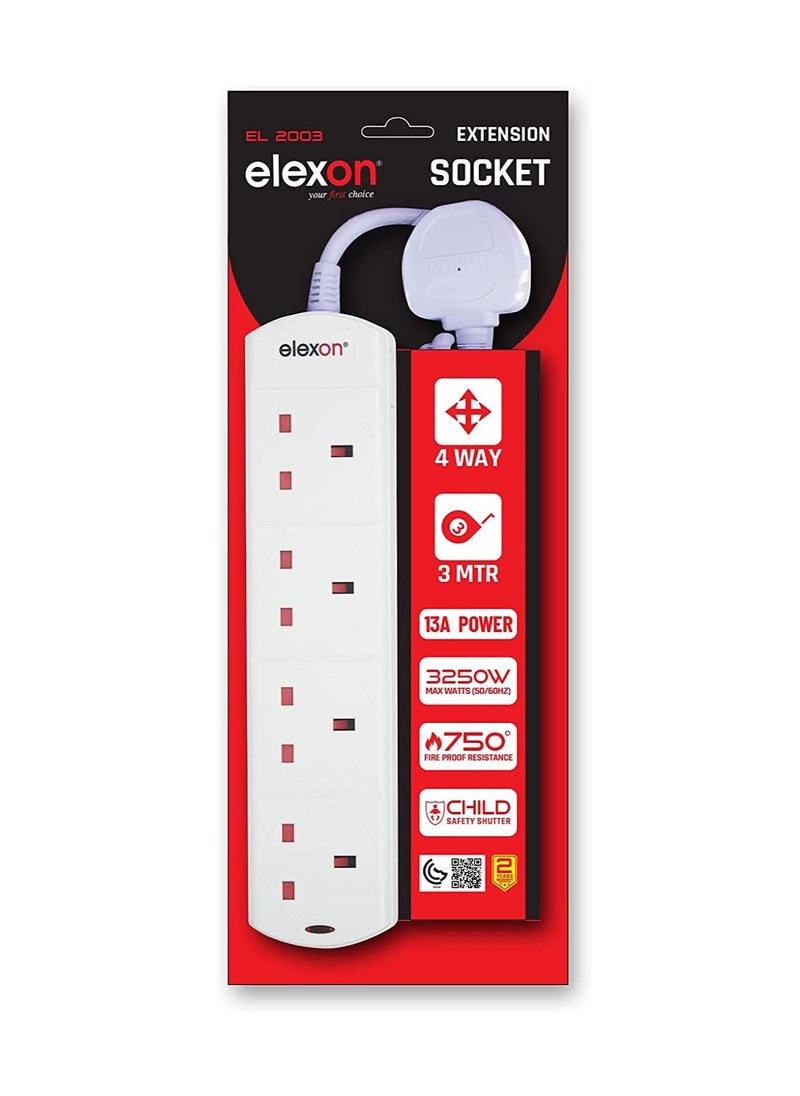 elexon - 3 Meter Multi Device Extension Cord Board for Home & Office - Image 1