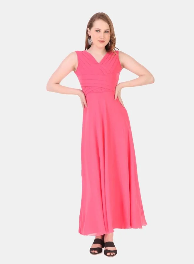 House Of Raeli Pink Sleeveless A-Line Maxi Dress