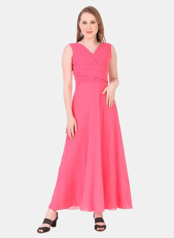 House Of Raeli Pink Sleeveless A-Line Maxi Dress