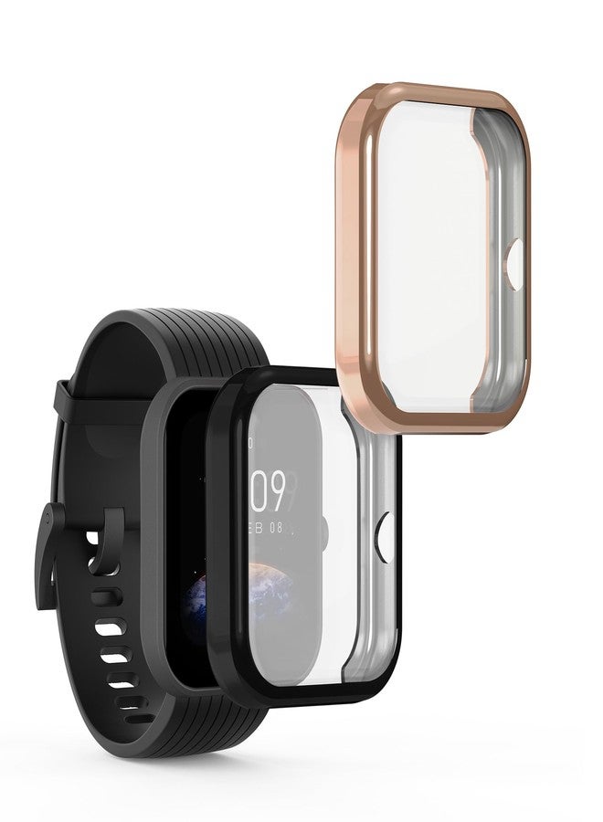 كي دابليو موبايل جراب kwmobile متوافق مع ساعة Huami Amazfit Bip 3 / Bip 3 Pro - غطاءان من السيليكون الحراري المرن (TPU) لتتبع اللياقة البدنية - أسود/ذهبي وردي - Image 1