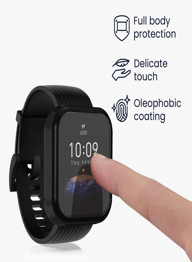 كي دابليو موبايل جراب kwmobile متوافق مع ساعة Huami Amazfit Bip 3 / Bip 3 Pro - غطاءان من السيليكون الحراري المرن (TPU) لتتبع اللياقة البدنية - أسود/ذهبي وردي - Image 3