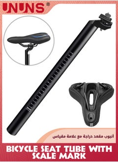 UNUNS Bike Seat Posts,27.2x300mm Bicycle Seatpost With Scale Mark,Adjustable Aluminum Alloy Bicycle Seat Tube With Fixing Clip,Universal Black Cycling Seatpost Replacement Kit For MTB  Mountain Road Bikes  - Image 1