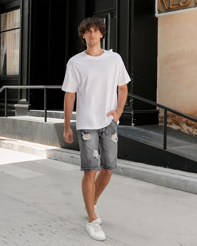 Betusline Men's Ripped Shorts Summer Jeans Distressed Denim Short Casual Jean Shorts for Mens，303# C Grey，US 38 = Tag 38 - Image 2