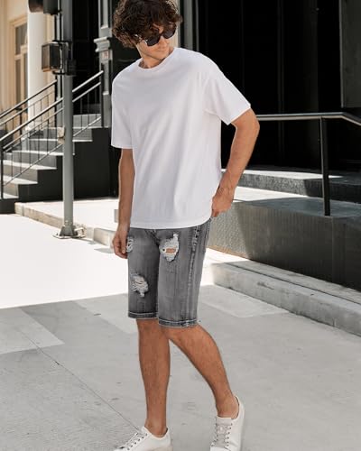 Betusline Men's Ripped Shorts Summer Jeans Distressed Denim Short Casual Jean Shorts for Mens，303# C Grey，US 38 = Tag 38 - Image 5