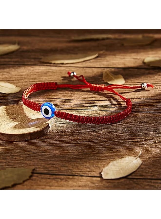 سواران عين الحسد للنساء، خيط أحمر قابل للتعديل، خيوط محبوكة بسبع عقد للحظ، أساور تميمة يد حمى للرجال والنساء كمجوهرات وهدايا - Image 5