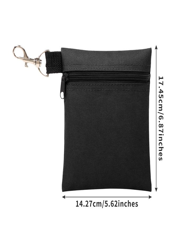 BuyAgain (Black) - Golf Tee Pouch, 14cm X 17cm Professional Zipper Golf Tee/Ball Pouch Bag With Metal Lobster Claw Clip. - Image 2