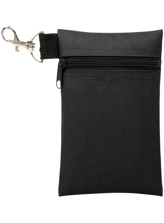 BuyAgain (Black) - Golf Tee Pouch, 14cm X 17cm Professional Zipper Golf Tee/Ball Pouch Bag With Metal Lobster Claw Clip. - Image 1