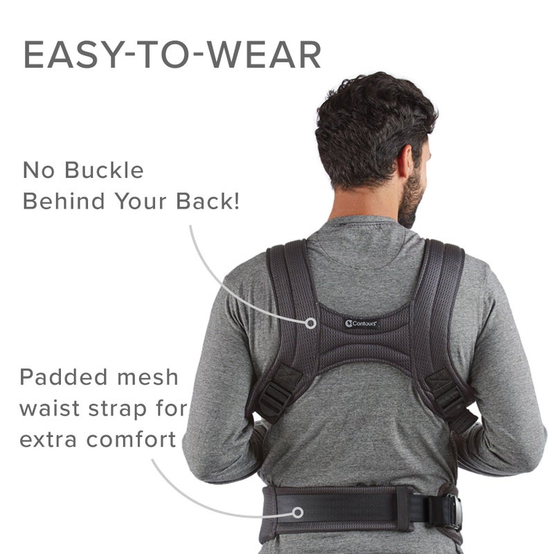 Contours Baby Carrier Newborn to Toddler |Love 3 Position Convertible Easy-to-Use Baby Carrier with Pockets for Men and Women, Newborn, Front Face in and Front Face Out (8-30lbs) - Charcoal Gray - Image 3