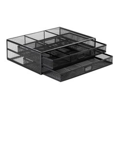Y&D Monitor Stand with 2 Storage Drawers Metal Mesh Desk Organisers, Support Laptop, Notebook PC Monitor, Printer, Scanner up to 15 KG  - Image 1