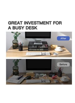 Y&D Monitor Stand with 2 Storage Drawers Metal Mesh Desk Organisers, Support Laptop, Notebook PC Monitor, Printer, Scanner up to 15 KG  - Image 4