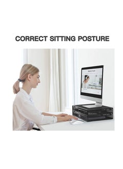 Y&D Monitor Stand with 2 Storage Drawers Metal Mesh Desk Organisers, Support Laptop, Notebook PC Monitor, Printer, Scanner up to 15 KG  - Image 5