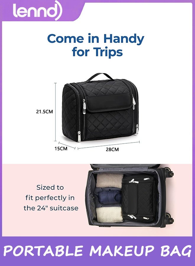 LENND Makeup Bag for Women with Hanging Hook - Portable Cosmetic Case, Large Capacity Door Room Essentials Travel Organizer for Full Sized Cosmetics and Toiletries - Image 5