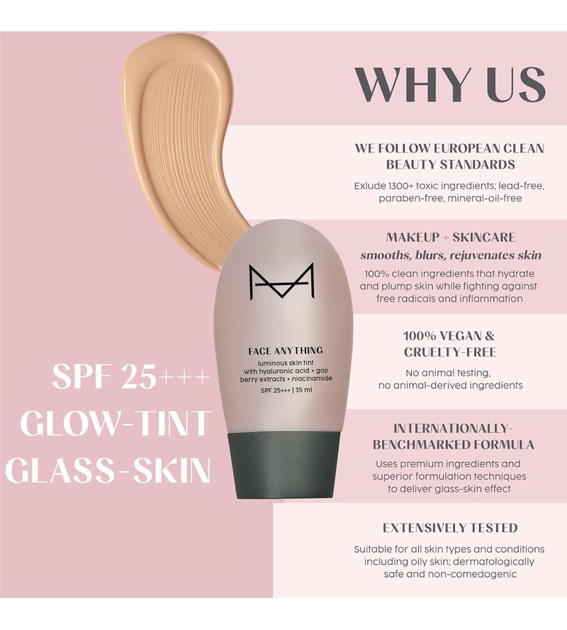 House Of Makeup Tinted Moisturizer  Face Skin Tint Foundation with Hyaluronic Acid Niacinamide  BB Cream for Women  All Skin Type  Glowy Dewy Glass Look Makeup for Women  CC Cream For Oily Skin  SPF 25  35 ml M10Medium Tone - Image 2