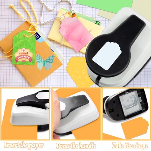 HKKYO Tag Punch, 2 inch Paper Punches, Tag Hole Punches for Paper Crafts, Hole Puncher for Tags, Gift TagPunch, Craft Puncher for Papers, Tags Cutter Punch, tagMaker - Image 4