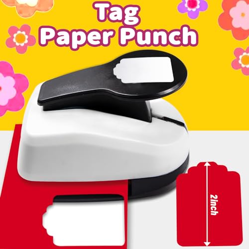 HKKYO Tag Punch, 2 inch Paper Punches, Tag Hole Punches for Paper Crafts, Hole Puncher for Tags, Gift TagPunch, Craft Puncher for Papers, Tags Cutter Punch, tagMaker - Image 5