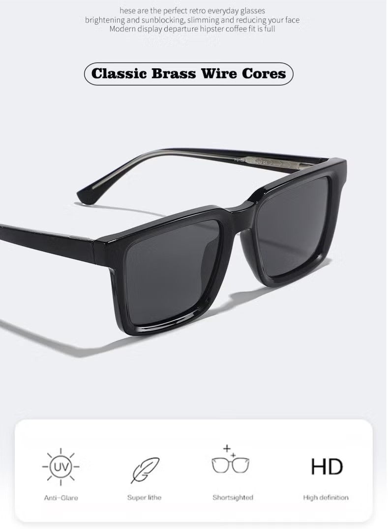 جونيس نظارات شمسية مستقطبة TR90 عدسة مستقطبة عالية الدقة حماية 100% من الأشعة فوق البنفسجية 400، تصميم أنيق، نظارات شمسية رياضية مربعة كلاسيكية للقيادة للرجال والنساء باللون الأسود - Image 2
