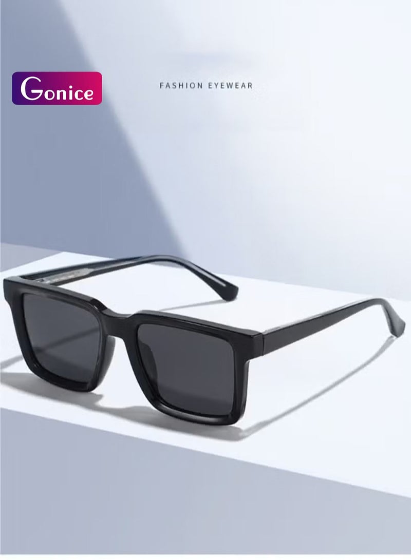 جونيس نظارات شمسية مستقطبة TR90 عدسة مستقطبة عالية الدقة حماية 100% من الأشعة فوق البنفسجية 400، تصميم أنيق، نظارات شمسية رياضية مربعة كلاسيكية للقيادة للرجال والنساء باللون الأسود - Image 1
