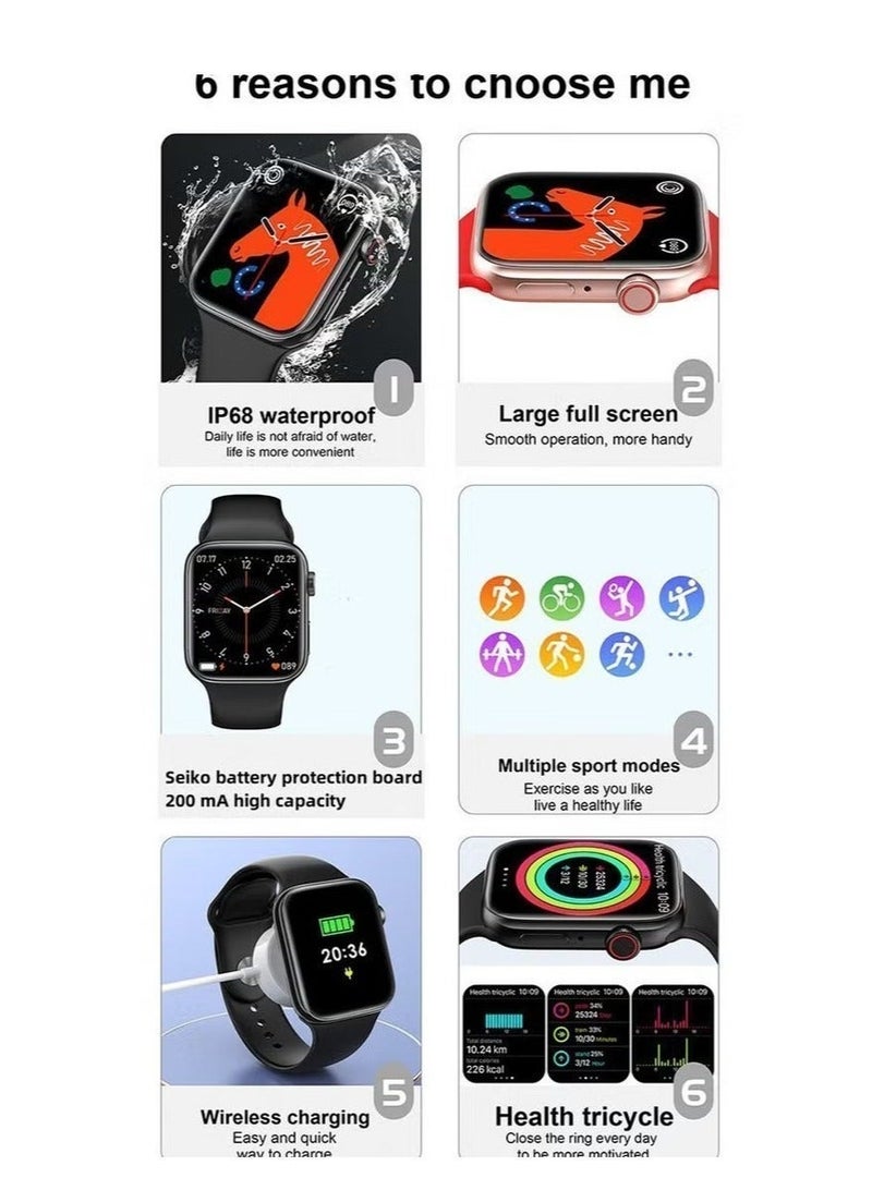 الذاكرة السريعة ساعة ذكية لحساب السعرات الحرارية و استقبال الرسائل والمكالمات الاصدار 9 و تدعم اللغة العربية مقاس 45 مم - Image 2