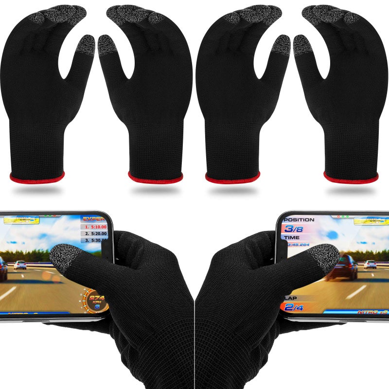 Syhood 4 Pairs Game Gloves for Gaming Mobile Controllers Finger Set, Anti-Sweat Breathable Touch Finger Gloves Silver Fiber Material for Phone Games PUBG - Image 1