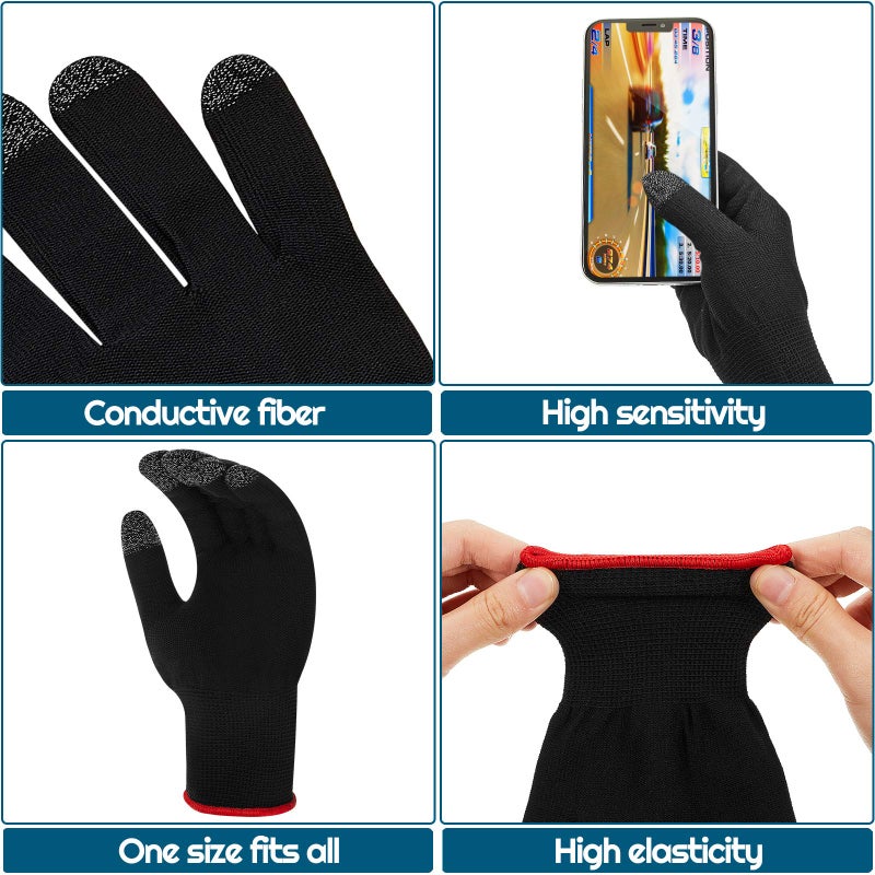 Syhood 4 Pairs Game Gloves for Gaming Mobile Controllers Finger Set, Anti-Sweat Breathable Touch Finger Gloves Silver Fiber Material for Phone Games PUBG - Image 3