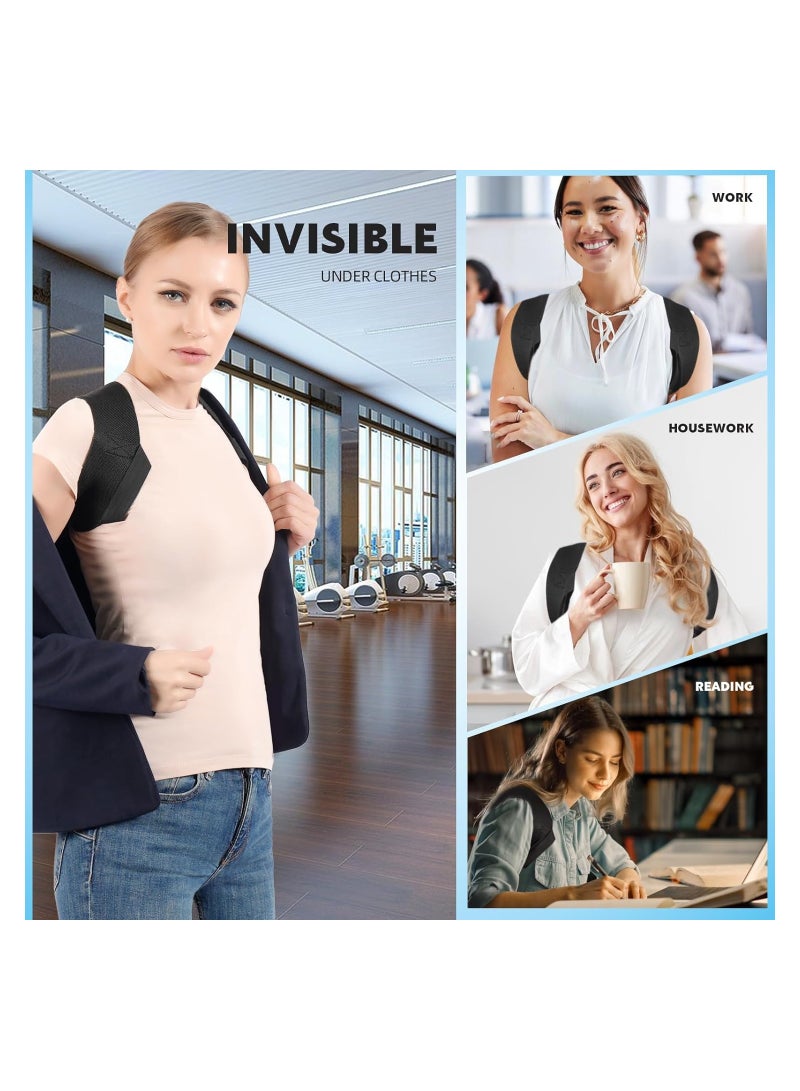 Captaintech Brace For Posture Corrector, Upper Back Braces for Women & Men, Adjustable Shoulder Brace Back straightener Providing Pain Relief From Lumbar, Neck, Shoulder, Clavicle Brace, Black - Image 2