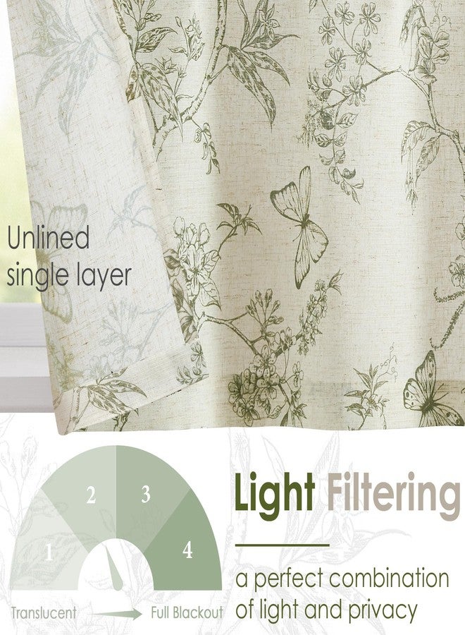 Lazzzy Green Floral Valance Curtain Linen Farmhouse Valance for Kitchen Living Room Bedroom Country Valances Window Treatments Small Window Cafe Curtain 16 Inch Rod Pocket 1 Panel Green on Beige - Image 5
