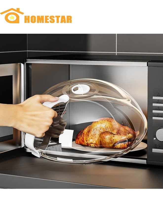 HOMESTAR Microwave Splatter Cover, Clear Microwave Splash Guard Cooker Lid with Handle, Safe Plastic Microwave Plate Cover for Food Splatter - Image 1